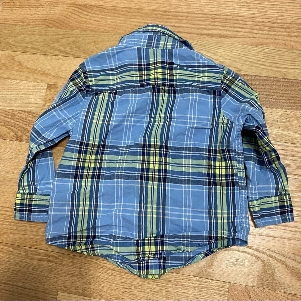 Gymboree 18-24 mos Plaid Button Down Blue Green Shirt